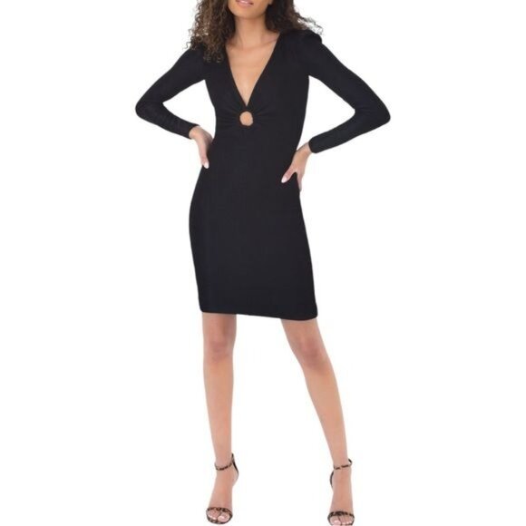 HELSI Mel Rib-Knit Textured Keyhole Dress in Black Size S - Picture 6 of 6